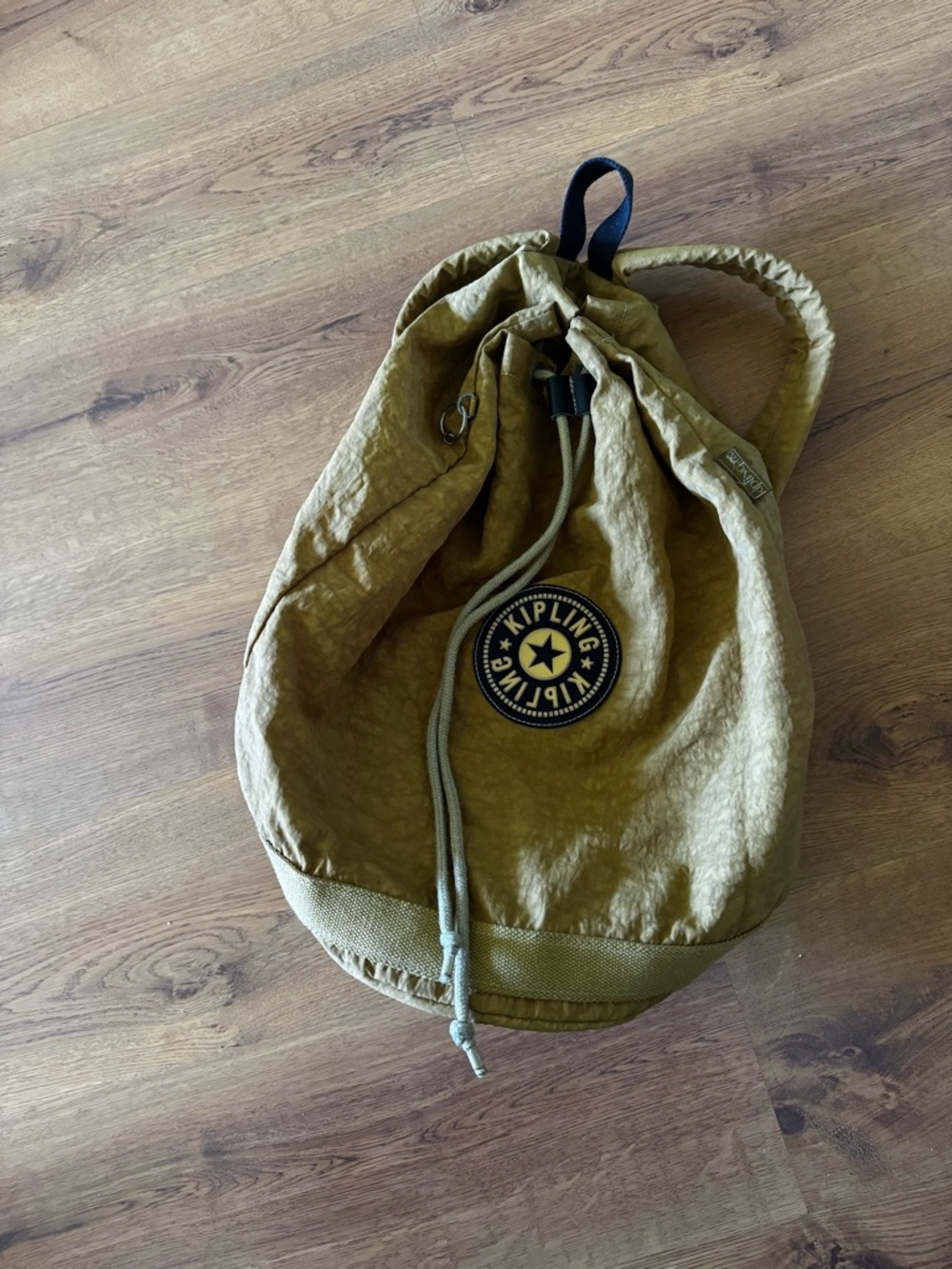 Vintage Kipling Khaki Drawstring Sling Backpack